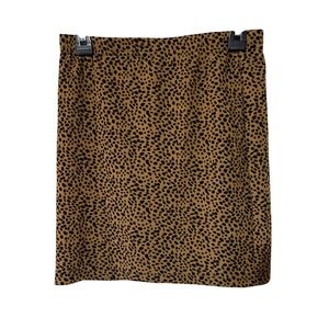 SHEIN Womens Cheetah Print Mini Skirt Tan Black Animal Spot Stretch XS 2